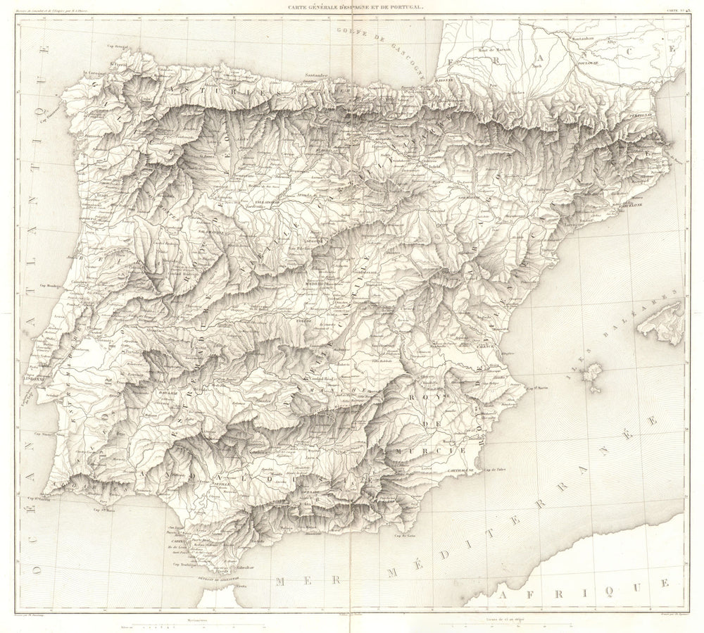 IBERIA. Carte Génerale D'Espagne et de Portugal 1859 old antique map chart