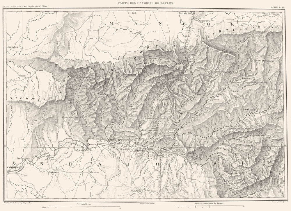 SPAIN. Carte des environs de Bailén Baylen 1859 old antique map plan chart