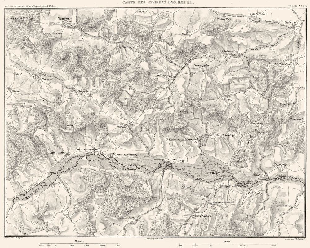 GERMANY. Environs D'Eckmüh.l Langquiad Schierling 1859 old antique map chart
