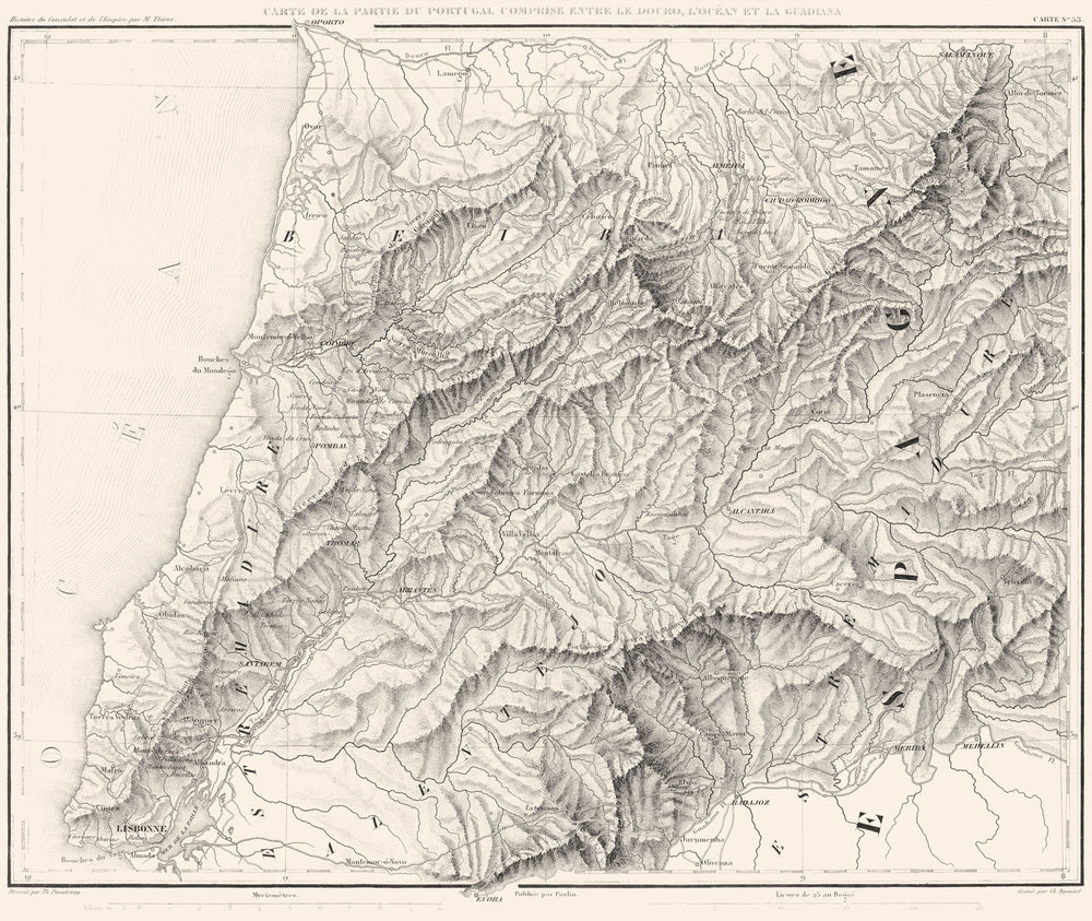 PORTUGAL. Estremadura Beira Alentejo Lisboa Lisbon Lisbonne 1859 old map