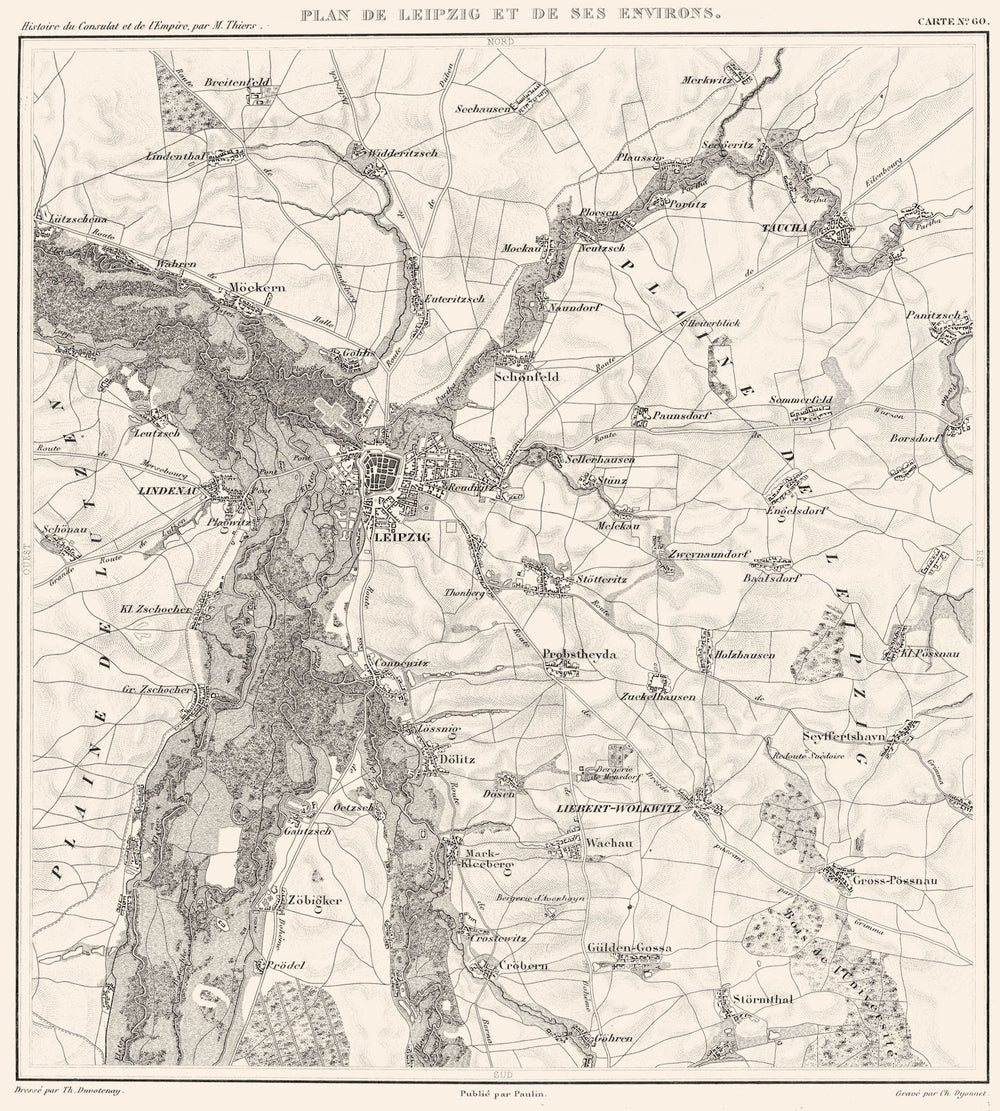 GERMANY. Plan de Leipzig et de ses environs. Lindenau 1859 old antique map