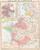 FRANCE. 100 years war;Guerre de cent ans 1360 & 1453; Inset Paris 14C 1900 map