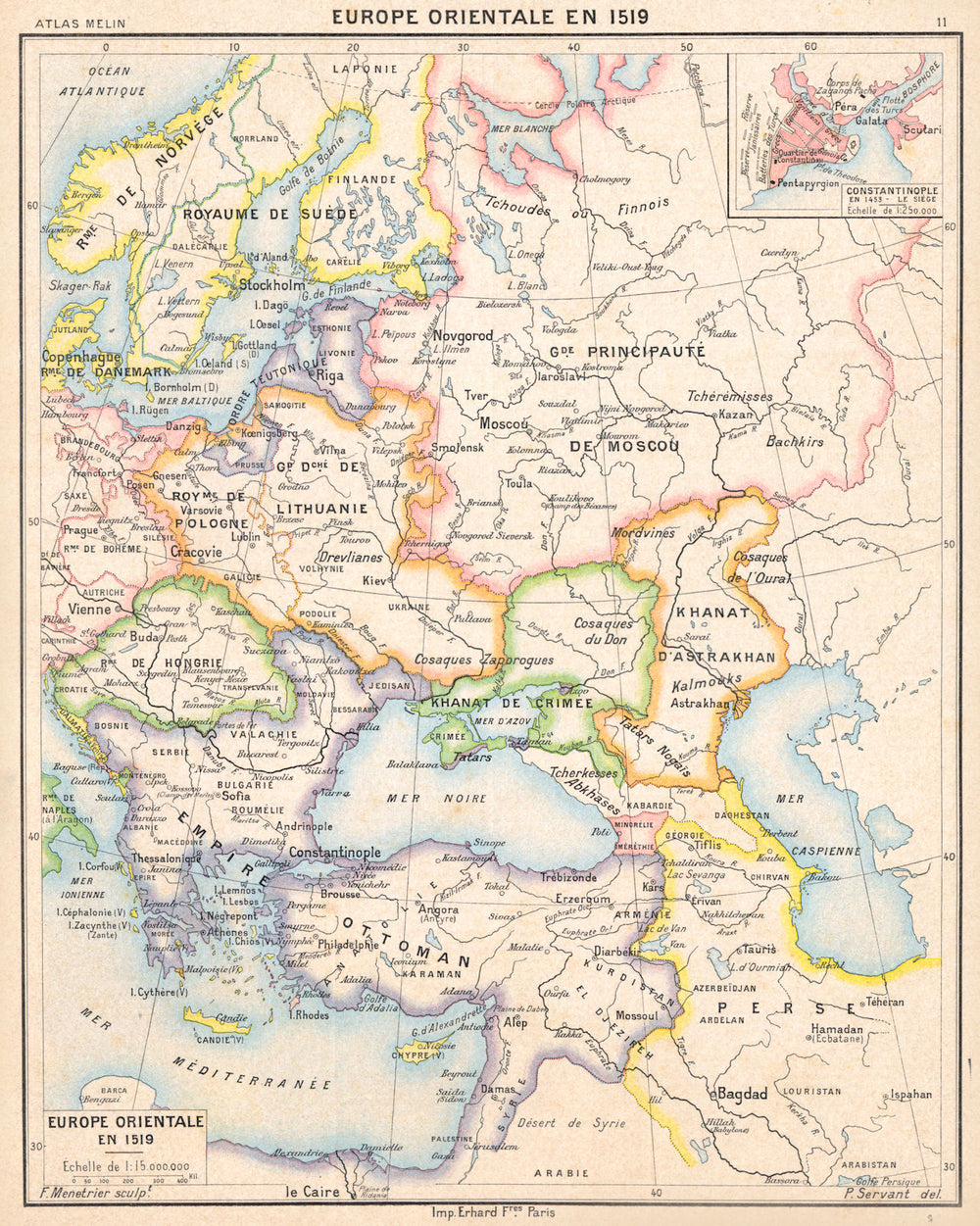EUROPE. Europe Orientale en 1519; Inset map of Istanbul Constantinople 1900