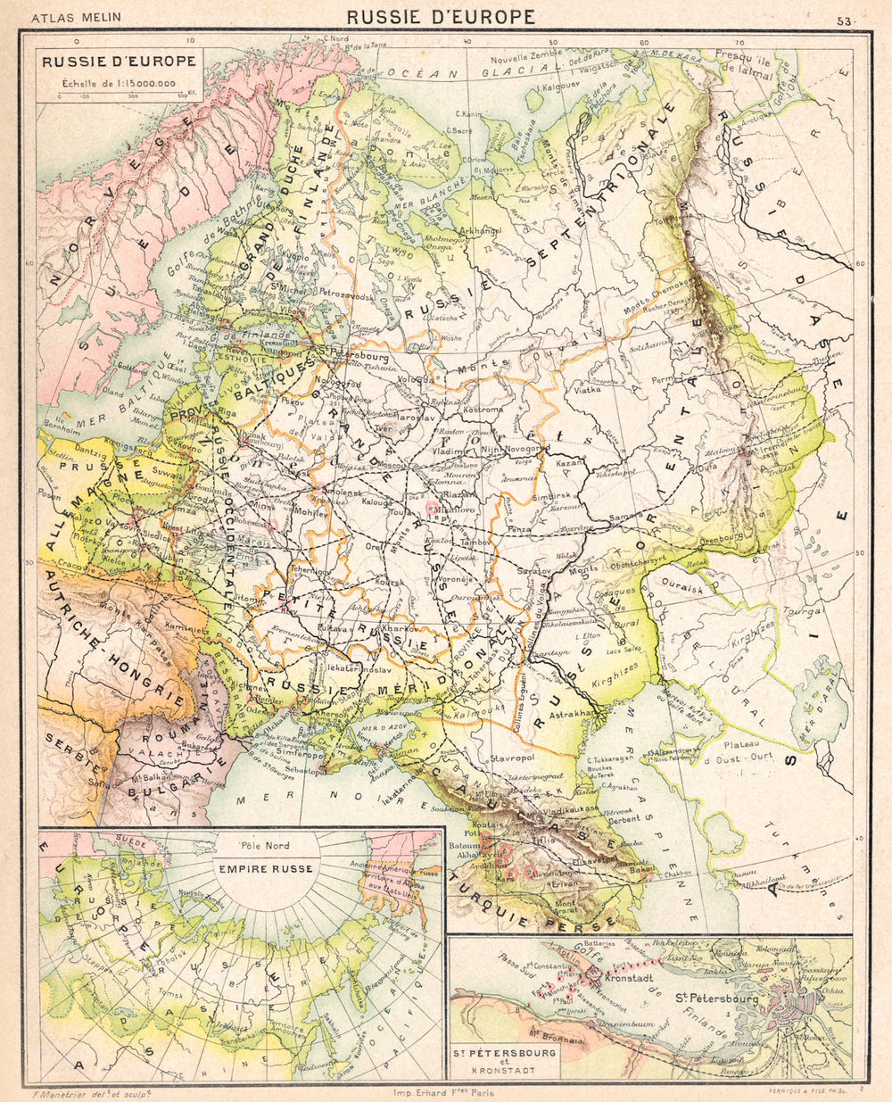 RUSSIA. Russie D'Europe; maps Empire Russe; St Pétersbourg Brasov 1900 old