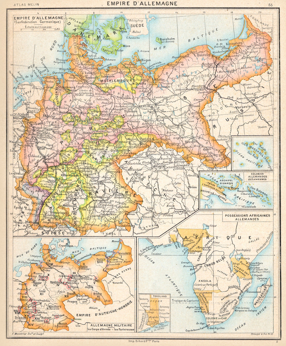 GERMANY. Empire Allemagne Militaire Colonies Africaines Togoland 1900 old map