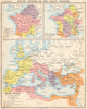 EMPIRE ROMAIN.en 395-Gaule Romaine;Monde Barbare;map l'arrivée de César; 1900