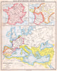 EMPIRE DE JUSTINIEN. Gaule Mèrovingienne en 481 ;Régions Franques 1900 old map