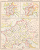 EUROPE. Ducs Austrasiens- Empire de Charlemagne; maps Gaule; Partage 1900