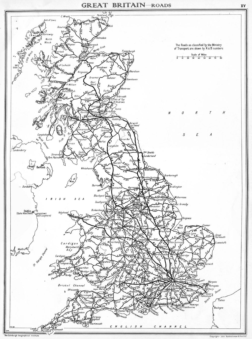UK. Great Britain- Roads 1938 old vintage map plan chart