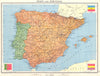 IBERIA. Spain and Portugal 1938 old vintage map plan chart