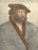 Portrait of Holbein by Bartolozzi after Holbein. Henry VIII's court 1884 print