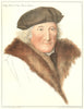 Sir John More, Thomas More's father. Bartolozzi/Holbein. Henry VIII's court 1884