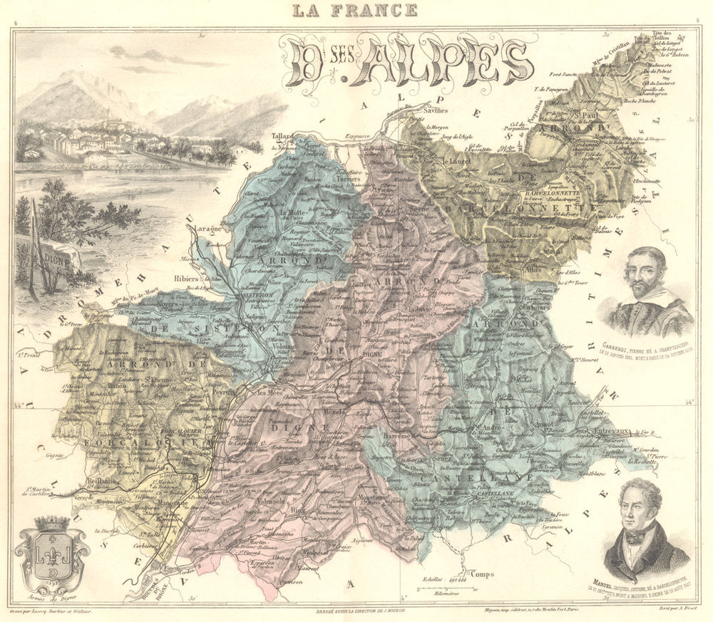 ALPES-DE-HAUTE-PROVENCE.Basses-Alpes dépt.Digne-les-Bains.Vuillemin 1903 map