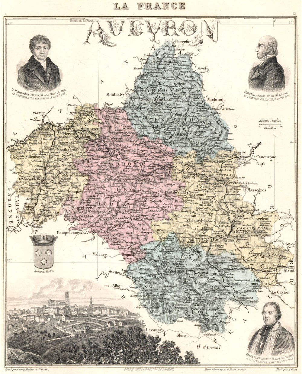 AVEYRON. Aveyron département.  Rodez vignette. Vuillemin 1903 old antique map