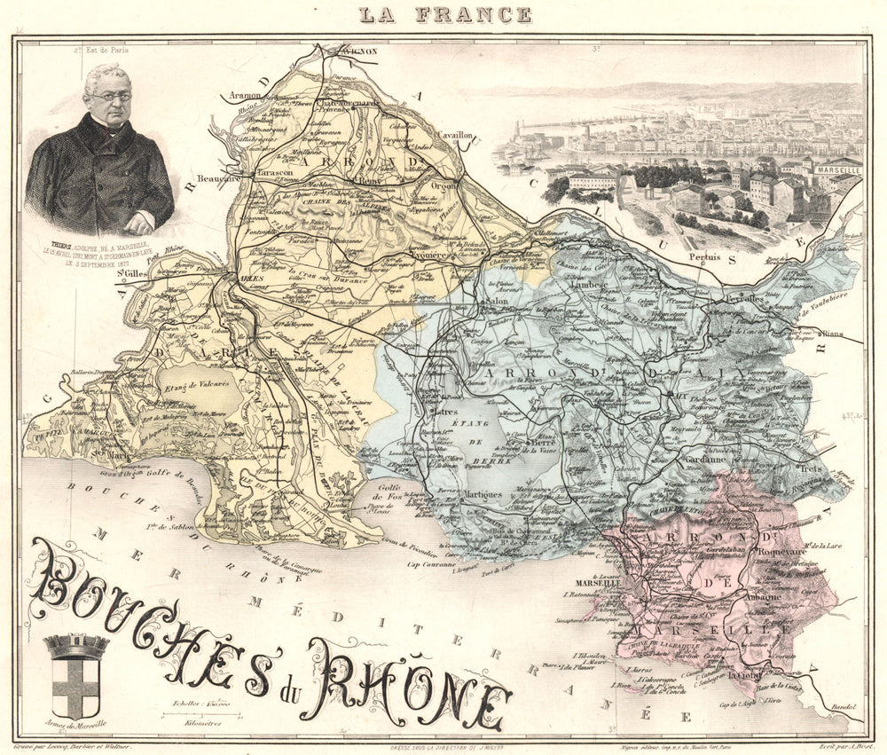 BOUCHES-DU-RHÔNE. Bouches-du-Rhône département. Marseille. Vuillemin 1903 map