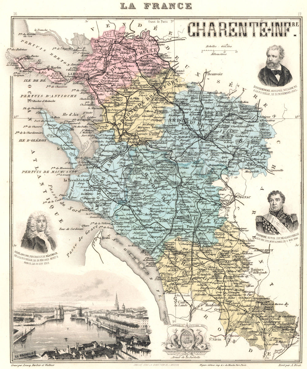 CHARENTE-MARITIME. Charente-Inférieure dépt. La Rochelle. Vuillemin 1903 map