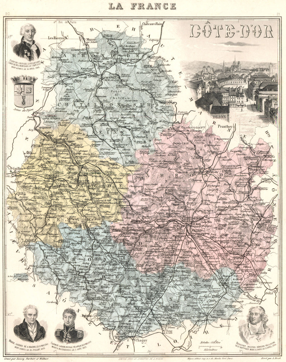 CÔTE-D'OR. Côte-D'or département.  Dijon vignette. Vuillemin 1903 old map