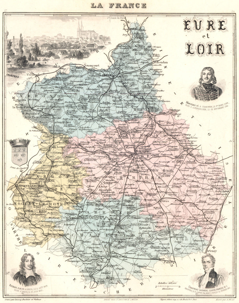 EURE-ET-LOIR. Eure-et-Loir département.  Chartres vignette. Vuillemin 1903 map