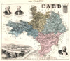 GARD. Gard département.  Alais vignette. Vuillemin 1903 old antique map chart