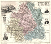 INDRE. Indre département.  Châteauroux vignette. Vuillemin 1903 old map