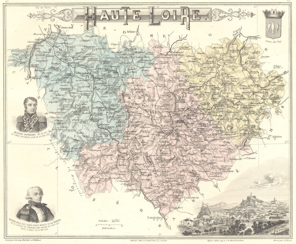 HAUTE-LOIRE.Haute-Loire département.Le Puy-en-Velay.Vuillemin 1903 old map