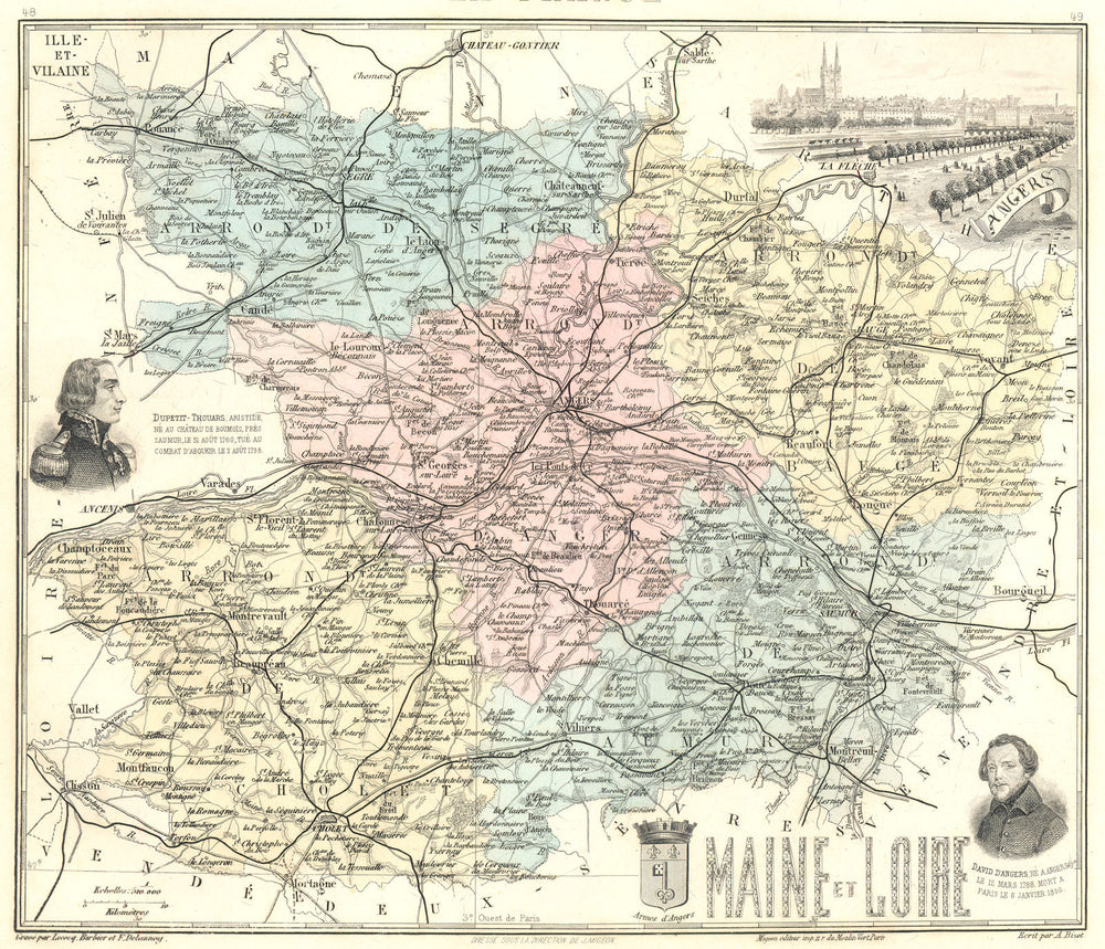 MAINE-ET-LOIRE. Maine-et-Loire département. Angers vignette.Vuillemin 1903 map