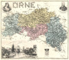 ORNE. Orne département.  Alençon vignette. Vuillemin 1903 old antique map