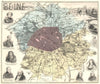 SEINE. Seine département. Paris.  Paris vignette. Vuillemin 1903 old map