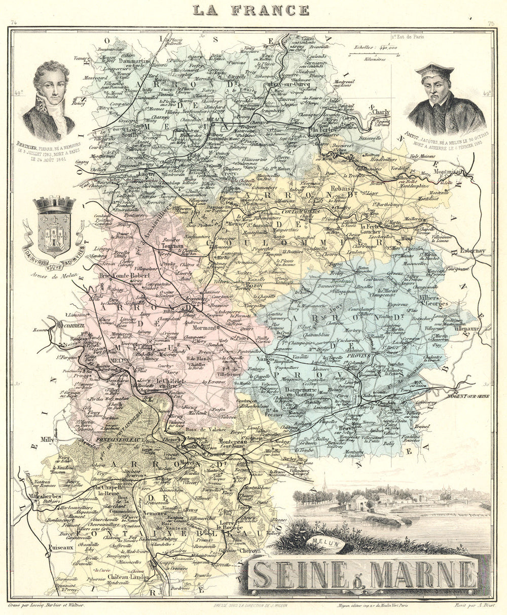 SEINE-ET-MARNE. Seine-et-Marne département. Melun vignette.Vuillemin 1903 map