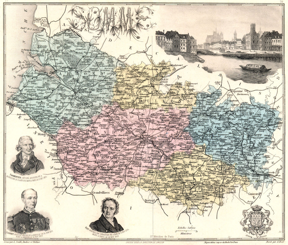 SOMME. Somme département.  Amiens vignette. Vuillemin 1903 old antique map