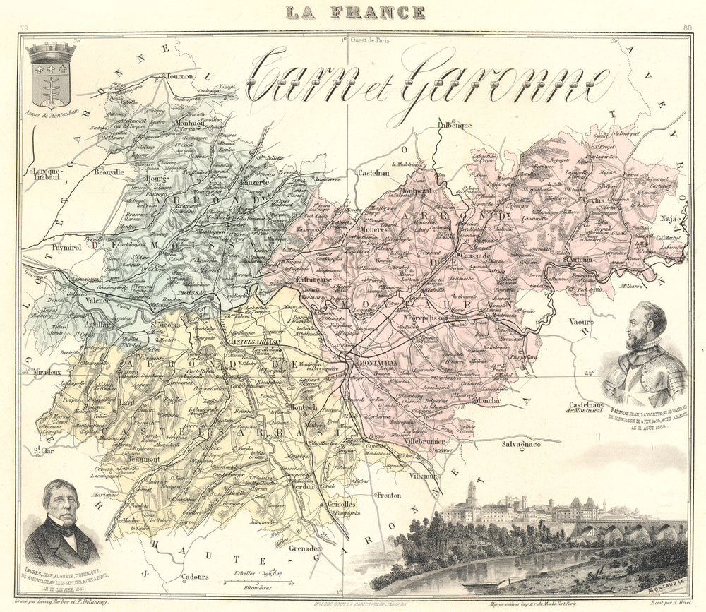 TARN-ET-GARONNE. département. Montauban vignette. Vuillemin 1903 old map