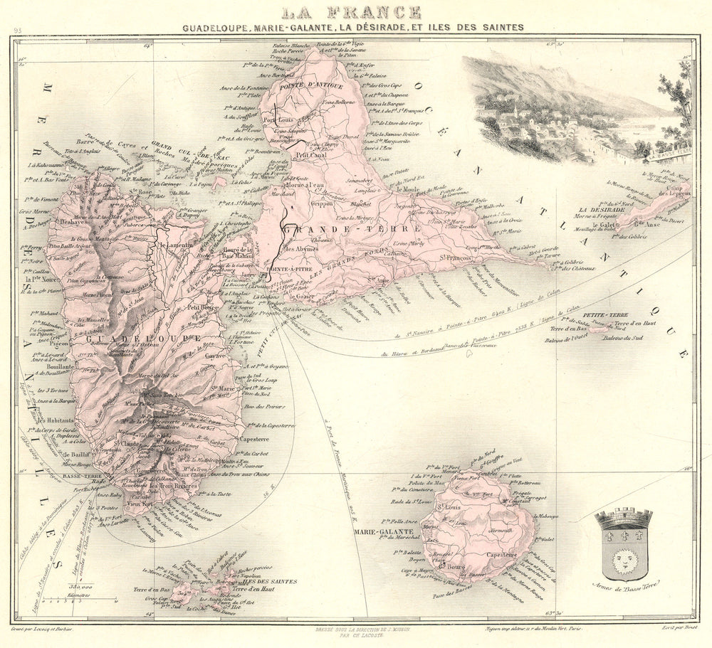 GUADELOUPE. Marie-Galante, Désirade, Iles des Saintes.Vuillemin. 1903 old map