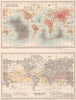 WORLD. Equidistant Coastal Lines. Prevailing Winds. BARTHOLOMEW 1891 old map