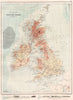 BRITISH ISLES PHYSICAL.Sections across North Sea/Ireland,Wales England 1891 map