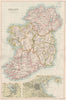 IRELAND. Showing provinces & counties. Inset Dublin & Killarney 1891 old map