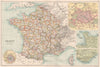 FRANCE.with departements.Inset Paris Environs Côte d'Azur.BARTHOLOMEW 1891 map