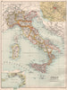 ITALY. Showing regions. Inset Bay of Naples; Rome. BARTHOLOMEW 1891 old map