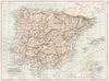 IBERIA. Spain provinces & Portugal; Inset Gibraltar. BARTHOLOMEW 1891 old map