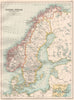 SCANDINAVIA. Norway Sweden Denmark Baltic; Stockholm. BARTHOLOMEW 1891 old map