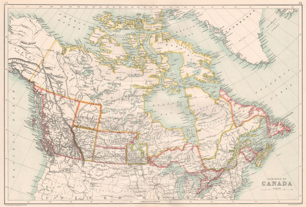 DOMINION OF CANADA. Shows provinces. Athabasca/Assiniboia 1891 old antique map