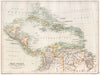CARIBBEAN. West Indies & Central America. BARTHOLOMEW 1891 old antique map