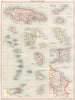 WEST INDIES. Jamaica Guadeloupe Barbados Bermuda Antigua Martinique &c 1891 map