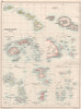PACIFIC ISLANDS. Fiji Viti Levu Hawaii Tahiti Samoa; Chatham Solomons 1891 map