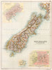 NEW ZEALAND SOUTH ISLAND. Showing counties. Christchurch & Dunedin 1891 map