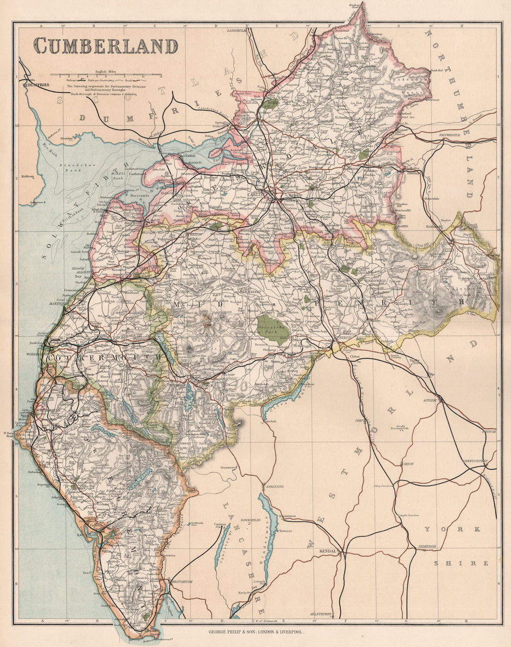 CUMBERLAND/CUMBRIA.Cockermouth Eskdale Penrith Egremont boroughs.PHILIP 1902 map