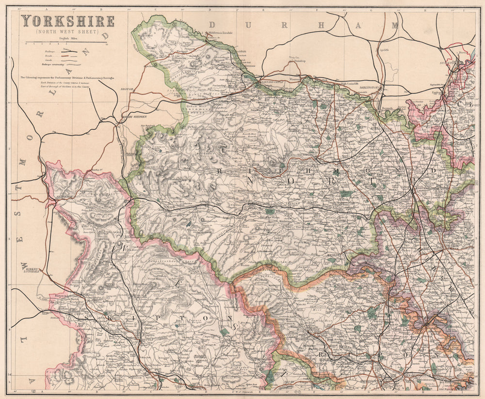 YORKSHIRE DALES.North West.Richmond Skipton Ripon constituencies.PHILIP 1902 map