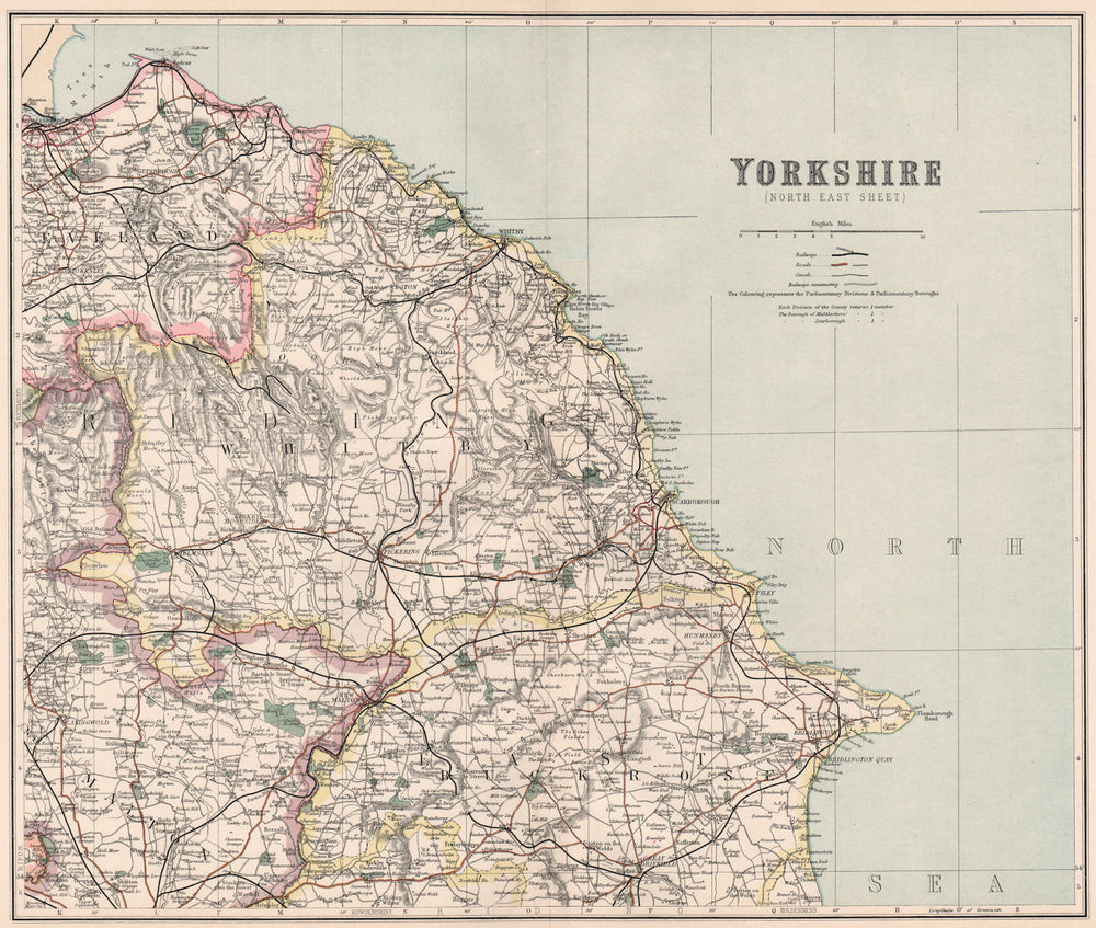 NORTH YORKSHIRE MOORS. North East.Whitby Buckrose constituencies.PHILIP 1902 map