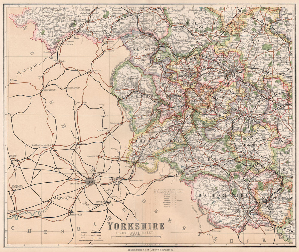YORKSHIRE SOUTH WEST. Constituencies.Leeds Bradford Sheffield &c.PHILIP 1902 map