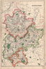 BEDFORDSHIRE. Showing Parliamentary divisions, boroughs & parks. BACON 1936 map
