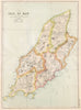 ISLE OF MAN. Showing sheadings, railways & mountains. BACON 1936 old map